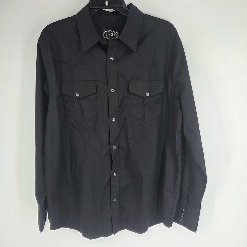 Gibson Trading Company Mens Black Western Pearl Snap Shirt Cowboy  Large